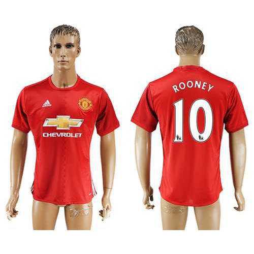 Manchester United #10 Rooney Red Home Soccer Club Jersey