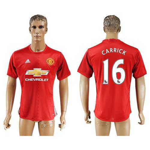 Manchester United #16 Carrick Red Home Soccer Club Jersey