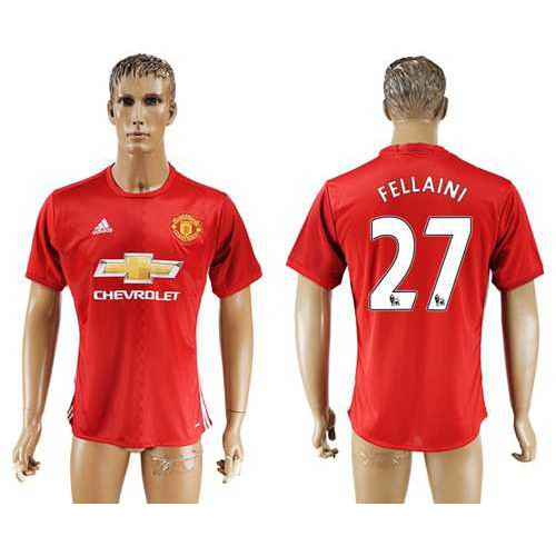Manchester United #27 Fellaini Red Home Soccer Club Jersey