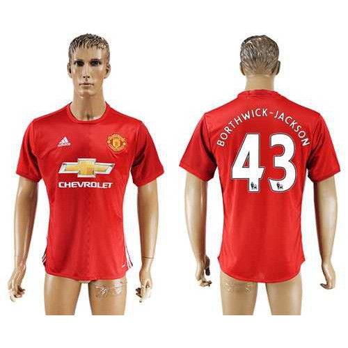 Manchester United #43 Borthwick-Jackson Red Home Soccer Club Jersey
