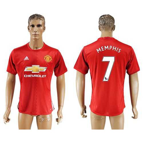 Manchester United #7 Memphis Red Home Soccer Club Jersey