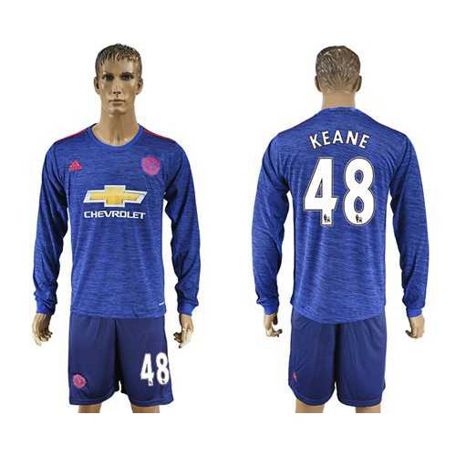 Manchester United #48 Keane Away Long Sleeves Soccer Club Jersey