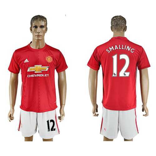 Manchester United #12 Smalling Red Home Soccer Club Jersey