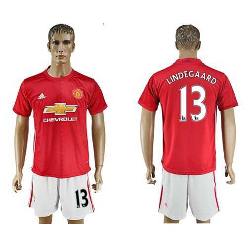 Manchester United #13 Lindegaard Red Home Soccer Club Jersey