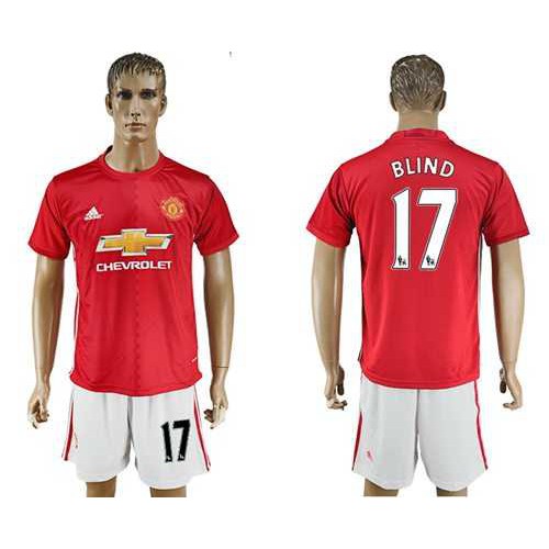 Manchester United #17 Blind Red Home Soccer Club Jersey