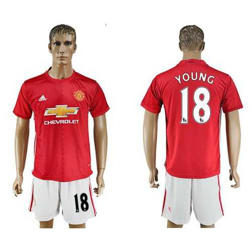 Manchester United #18 Young Red Home Soccer Club Jersey