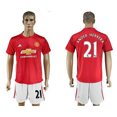 Manchester United #21 Ander Herrera Red Home Soccer Club Jersey