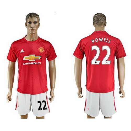 Manchester United #22 Powell Red Home Soccer Club Jersey