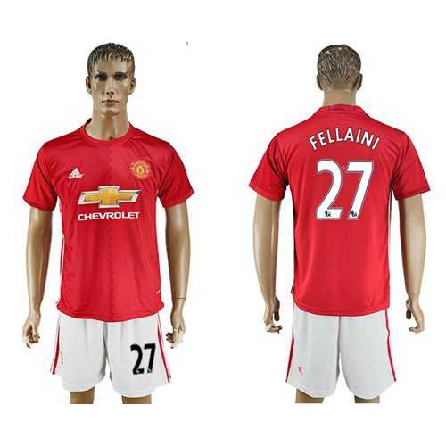 Manchester United #27 Fellaini Red Home Soccer Club Jersey