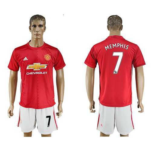 Manchester United #7 Memphis Red Home Soccer Club Jersey