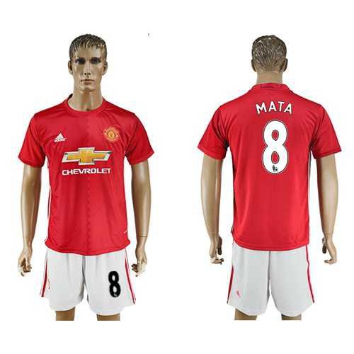 Manchester United #8 Mata Red Home Soccer Club Jersey