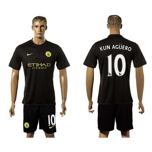 Manchester City #10 Kun Aguero Away Soccer Club Jersey