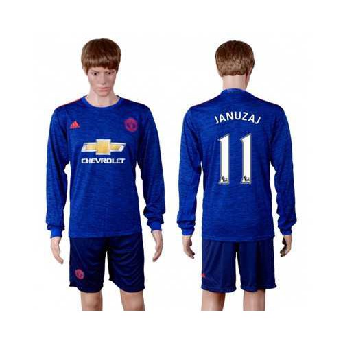 Manchester United #11 Januzaj Away Long Sleeves Soccer Club Jersey