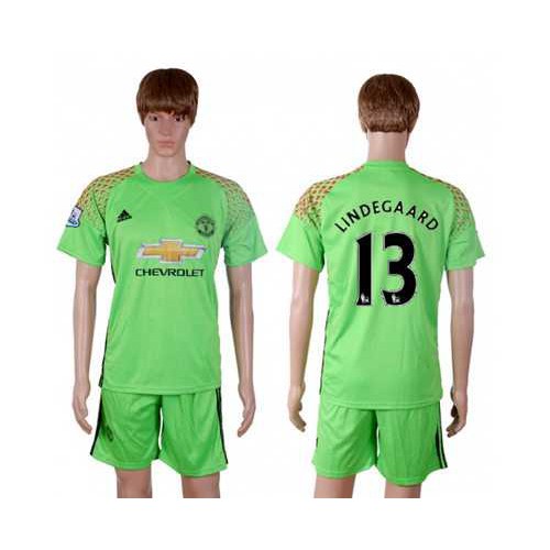 Manchester United #13 Lindegaard Green Soccer Club Jersey