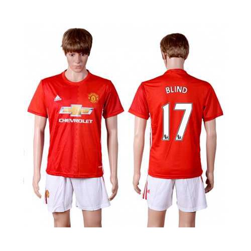 Manchester United #17 Blind Red Home Soccer Club Jersey