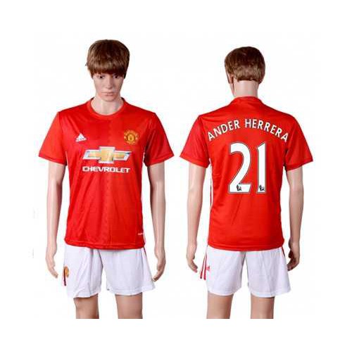 Manchester United #21 Ander Herrera Red Home Soccer Club Jersey