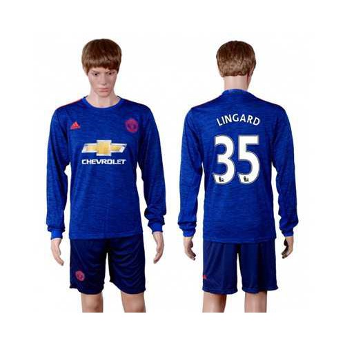 Manchester United #35 Lingard Away Long Sleeves Soccer Club Jersey