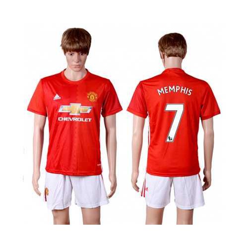 Manchester United #7 Memphis Red Home Soccer Club Jersey