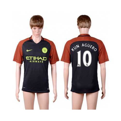 Manchester City #10 Kun Aguero Away Soccer Club Jersey