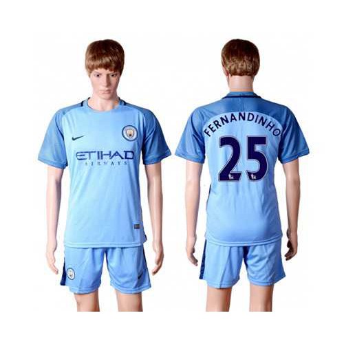 Manchester City #25 Fernandinho Home Soccer Club Jersey