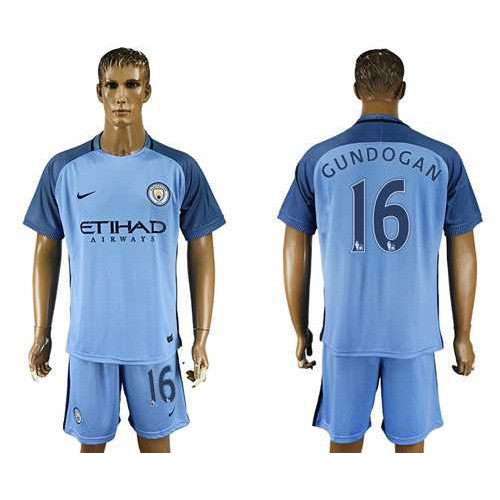 Manchester City #16 Gundogan Home Soccer Club Jersey