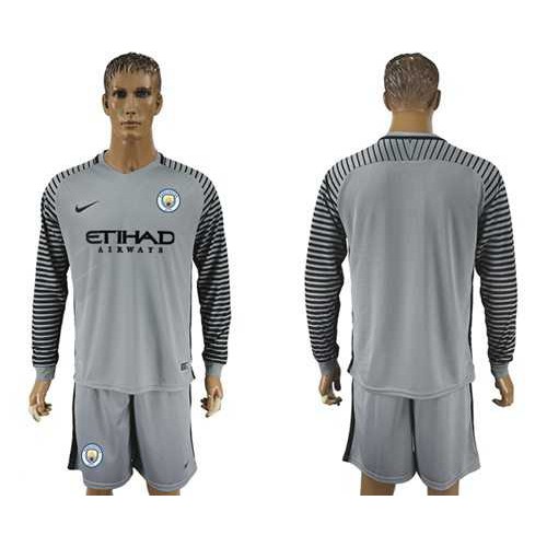 Manchester City Blank Grey Goalkeeper Long Sleeves Soccer Club Jersey