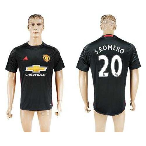 Manchester United #20 Sromero Black Goalkeeper Soccer Club Jersey