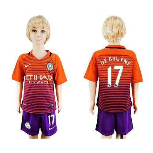 Manchester City #17 De Bruyne Sec Away Kid Soccer Club Jersey