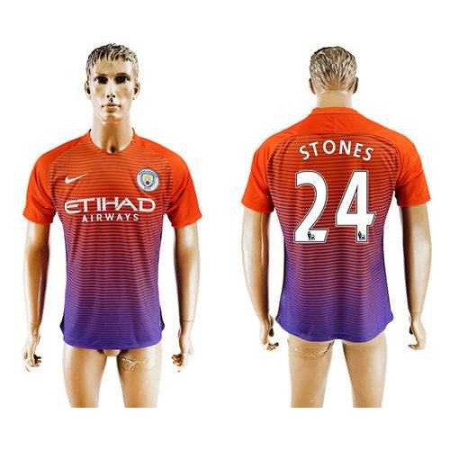 Manchester City #24 Stones Sec Away Soccer Club Jersey