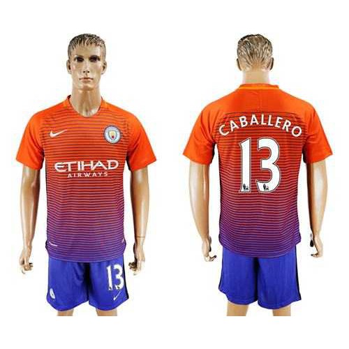 Manchester City #13 Caballero Sec Away Soccer Club Jersey