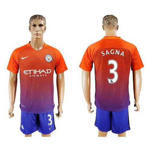 Manchester City #3 Sagna Sec Away Soccer Club Jersey