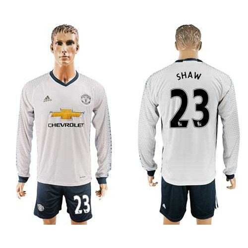 Manchester United #23 Shaw Sec Away Long Sleeves Soccer Club Jersey