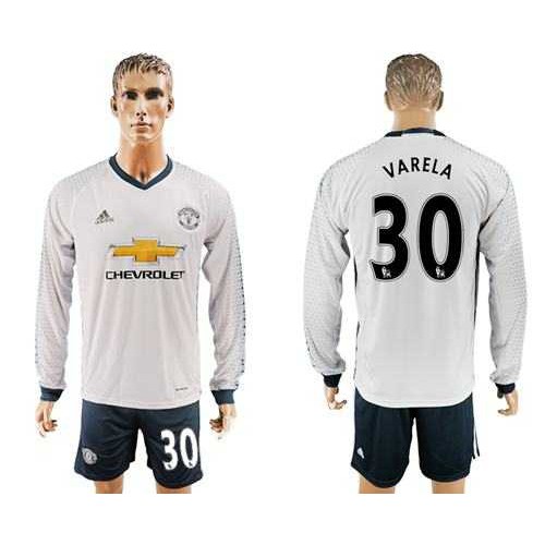 Manchester United #30 Varela Sec Away Long Sleeves Soccer Club Jersey