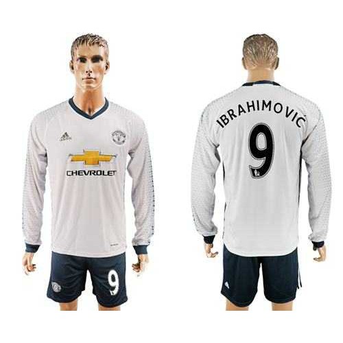 Manchester United #9 Ibrahimovic Sec Away Long Sleeves Soccer Club Jersey