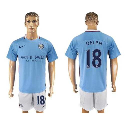Manchester City #18 Delph Home Soccer Club Jersey