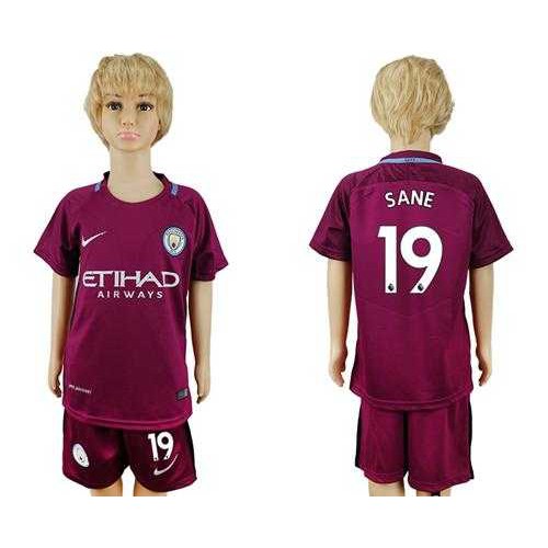 Manchester City #19 Sane Away Kid Soccer Club Jersey