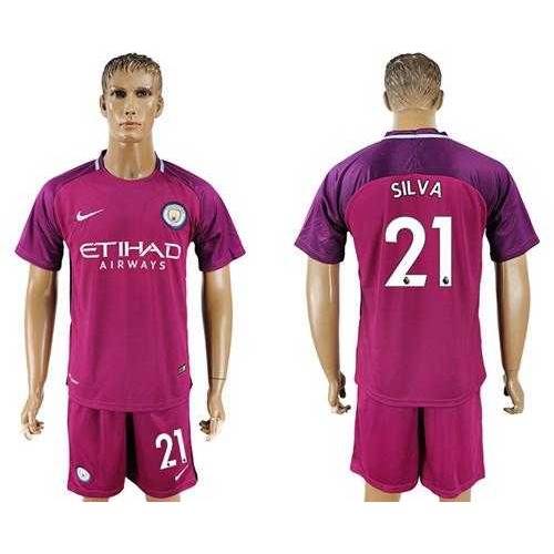 Manchester City #21 Silva Away Soccer Club Jersey