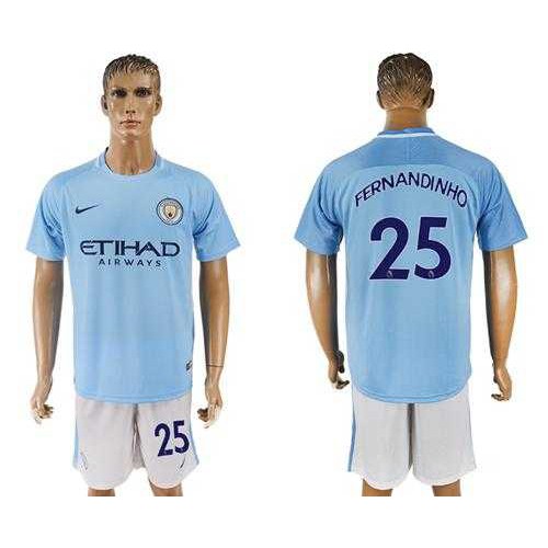 Manchester City #25 Fernandinho Home Soccer Club Jersey