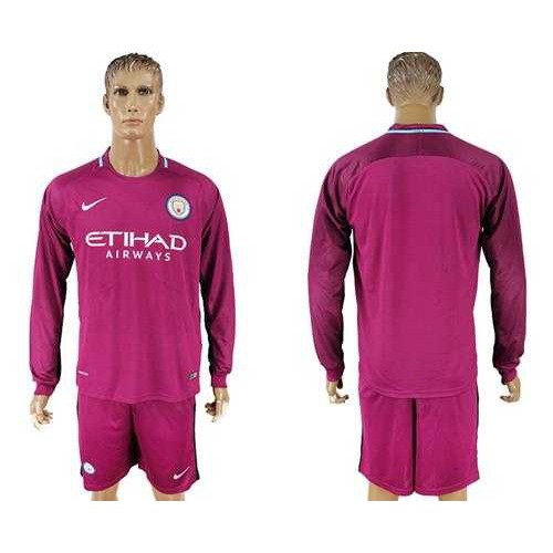 Manchester City Blank Away Long Sleeves Soccer Club Jersey