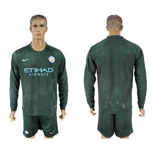 Manchester City Blank Sec Away Long Sleeves Soccer Club Jersey