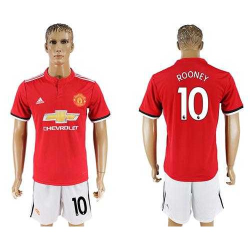 Manchester United #10 Rooney Red Home Soccer Club Jersey