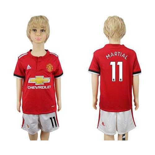 Manchester United #11 Martial Home Kid Soccer Club Jersey