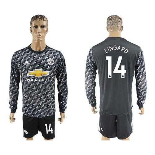 Manchester United #14 Lingard Black Long Sleeves Soccer Club Jersey