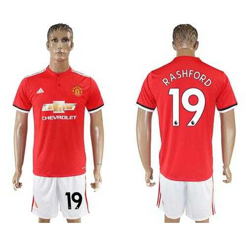 Manchester United #19 Rashford Red Home Soccer Club Jersey