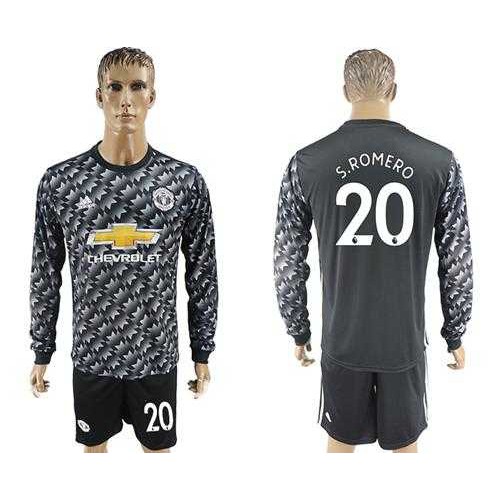 Manchester United #20 S.Romero Black Long Sleeves Soccer Club Jersey