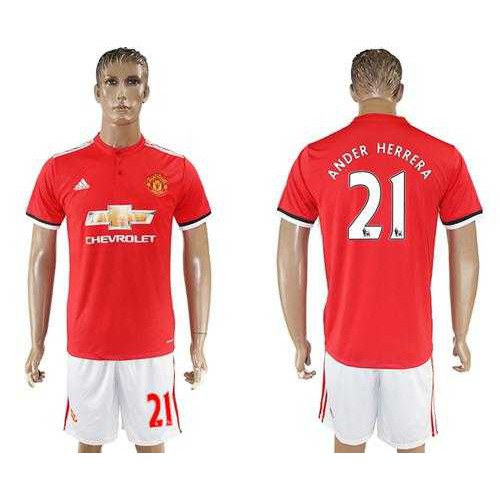 Manchester United #21 Ander Herrera Red Home Soccer Club Jersey