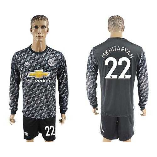 Manchester United #22 Mkhitaryan Black Long Sleeves Soccer Club Jersey