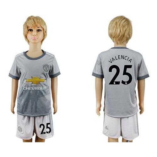 Manchester United #25 Valencia Sec Away Kid Soccer Club Jersey