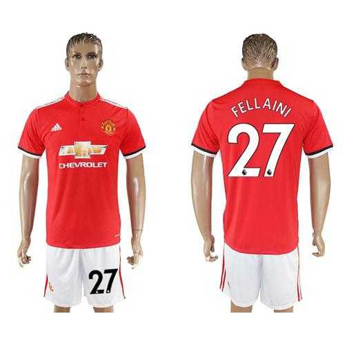 Manchester United #27 Fellaini Red Home Soccer Club Jersey