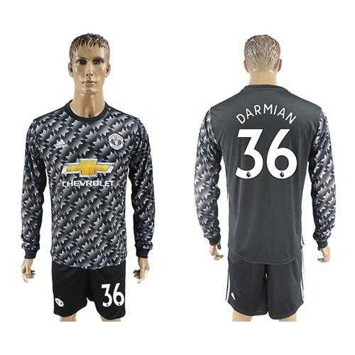 Manchester United #36 Darmian Black Long Sleeves Soccer Club Jersey
